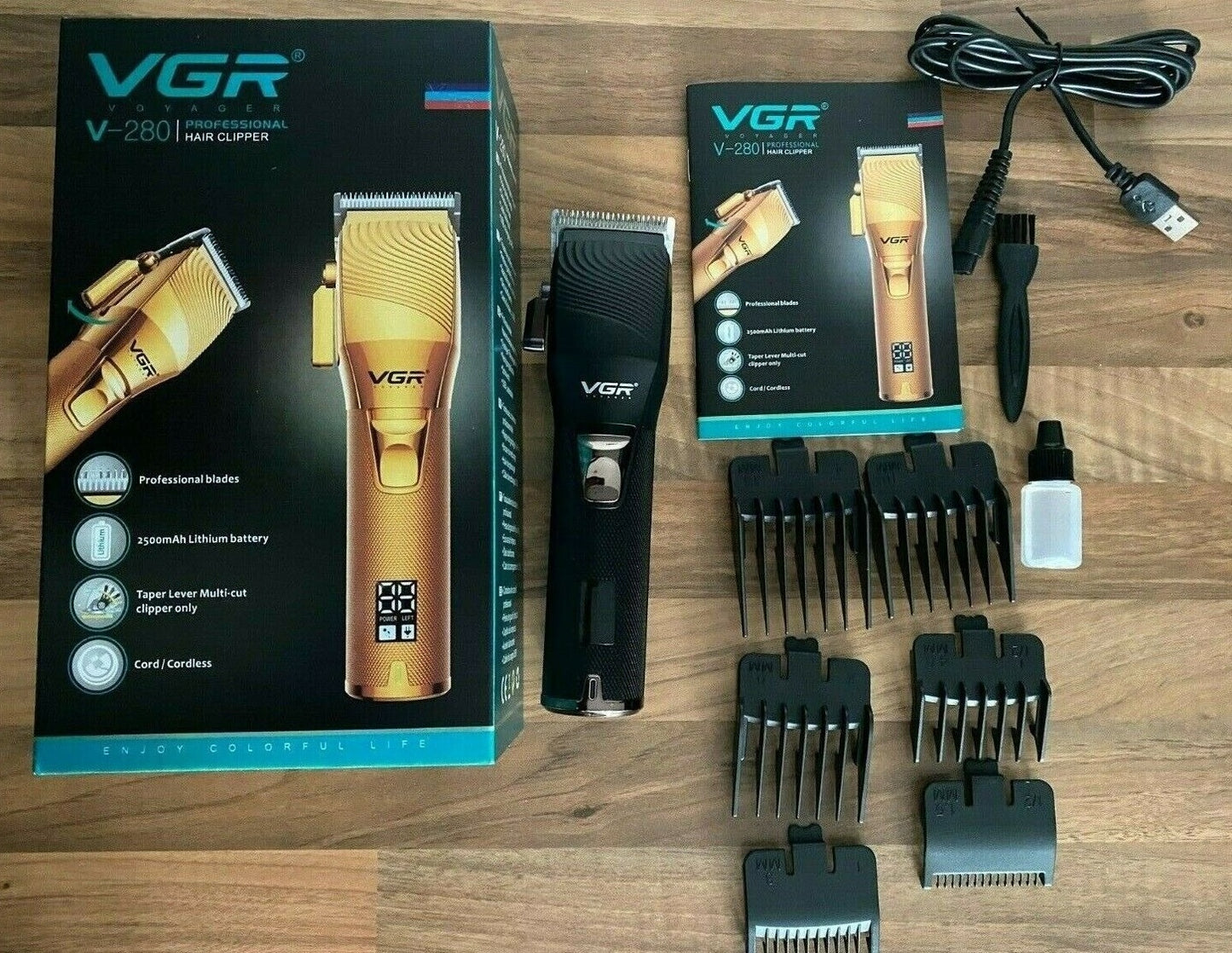 Men's Pro Power light Mains/Cordless Hair Clippers Trimmer Kit Set - SMH345