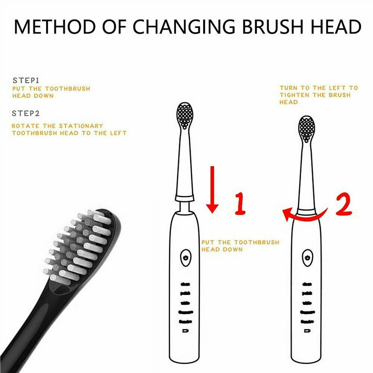 Electric Toothbrush Sonic Rechargeable 5 Modes Kids Adults Brush 4 Heads USB - SMH345