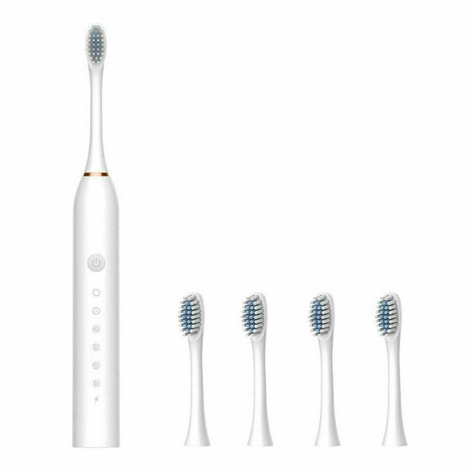 Electric Toothbrush Sonic Rechargeable 5 Modes Kids Adults Brush 4 Heads USB - SMH345